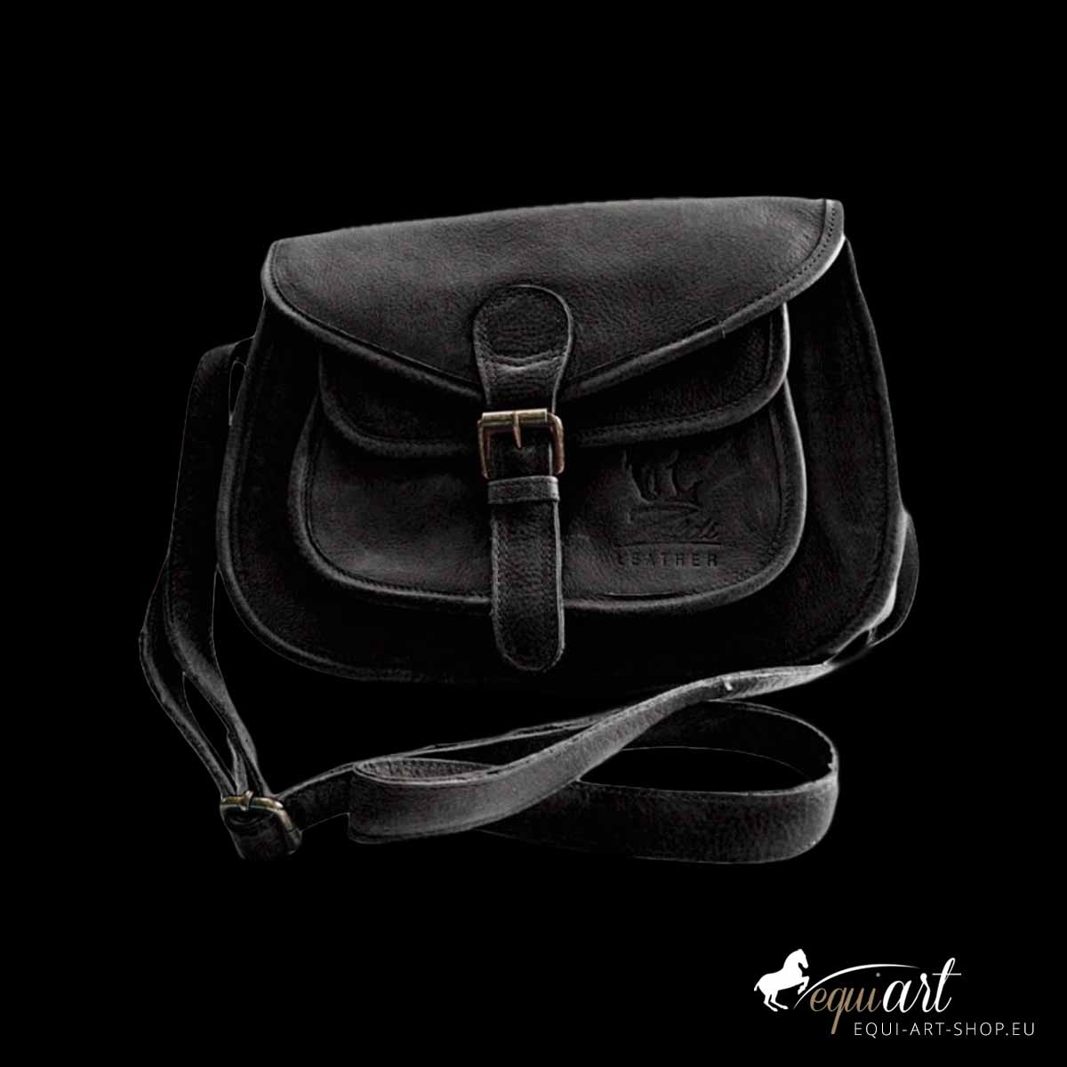 Umhängetasche Palma | schwarz | edle Leder-Umhängetasche von Zaldi mit Schultergurt | handgefertigt in Spanien | Maße: 26,5 × 21 × 8 cm | gefütterter